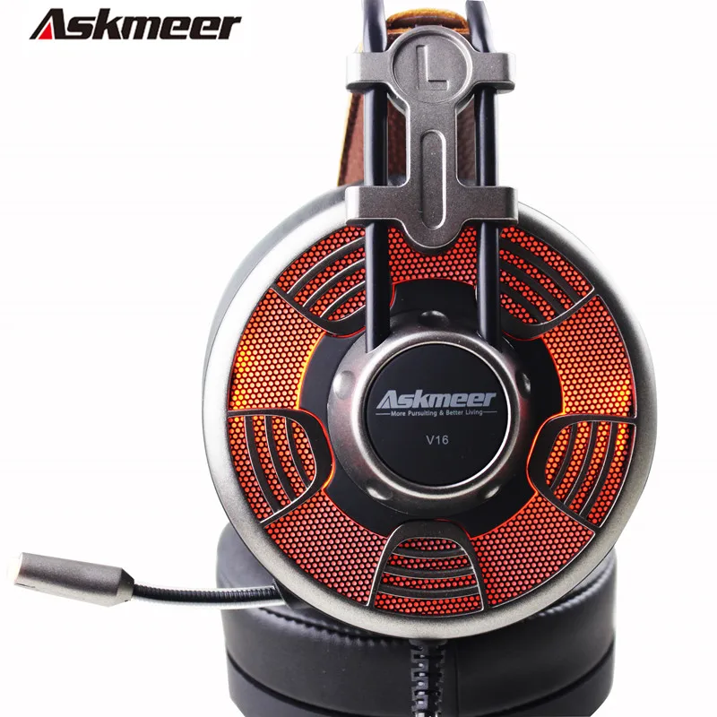 Askmeer V16 USB Профессиональный Стерео Игровые наушники с микрофонами светодио дный