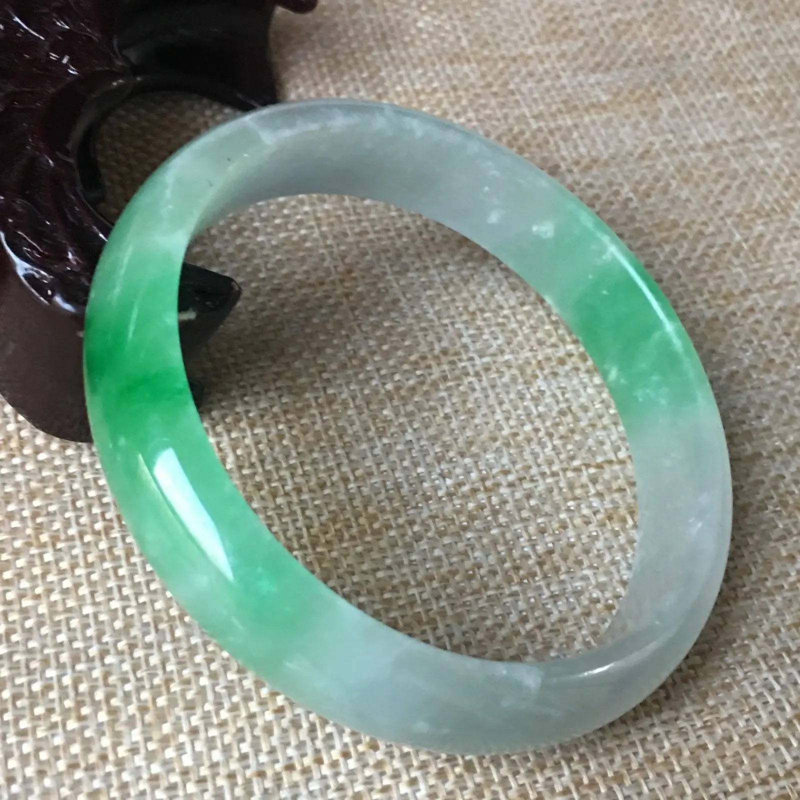 

60mm Natural Lavender Green stoneite stone Bangle Bracelet Handmade G025