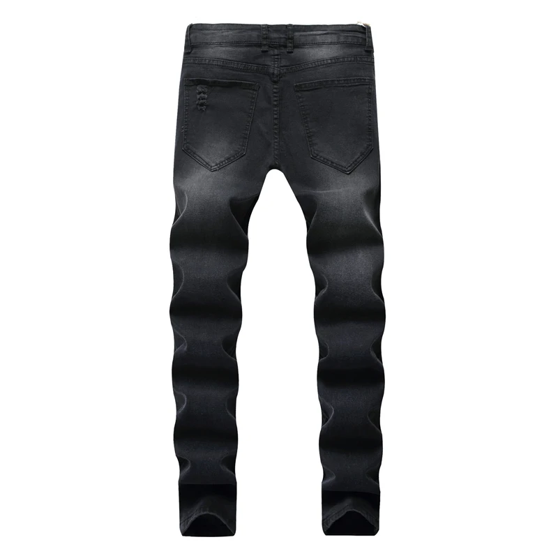 2018 Europe and America men's Distressed hole jeans casual mens straight denim pants fashion slim Masculino trousers | Мужская
