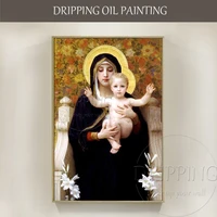 master level artist pure hand painted high quality madonna virgin of the lilies oil painting on canvas religious oil painting