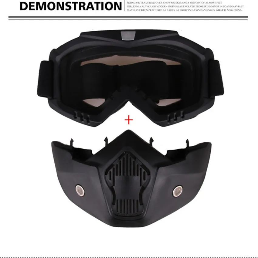 Motorcycle Helmet Goggles Vintage Racing Open Face Helmet Fack Mask Dust Ski Snow Googles For dark Scooter Cafe Racer