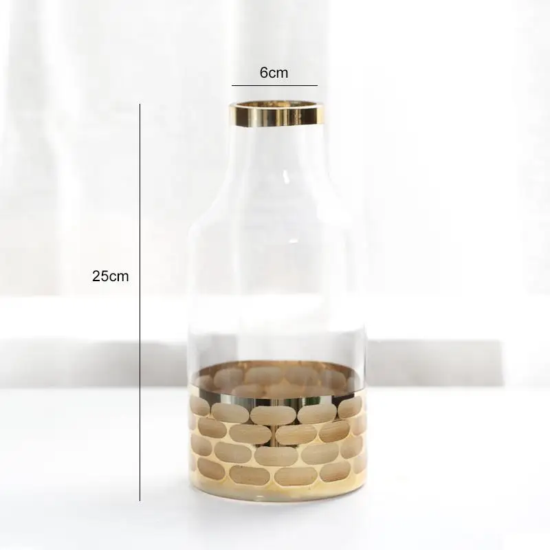 Стекло ваза Золотой металлический круг Декор Home Decor хрустальные вазы для цветов Свадебная вечеринка подарок - Цвет: a4