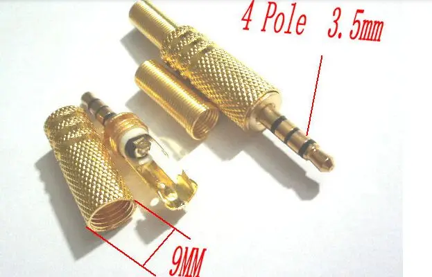 10 unids oro пластина сварная стерео 4 полюса штекер 1 8 &quot3 5 мм для auriculares разъем Аудио