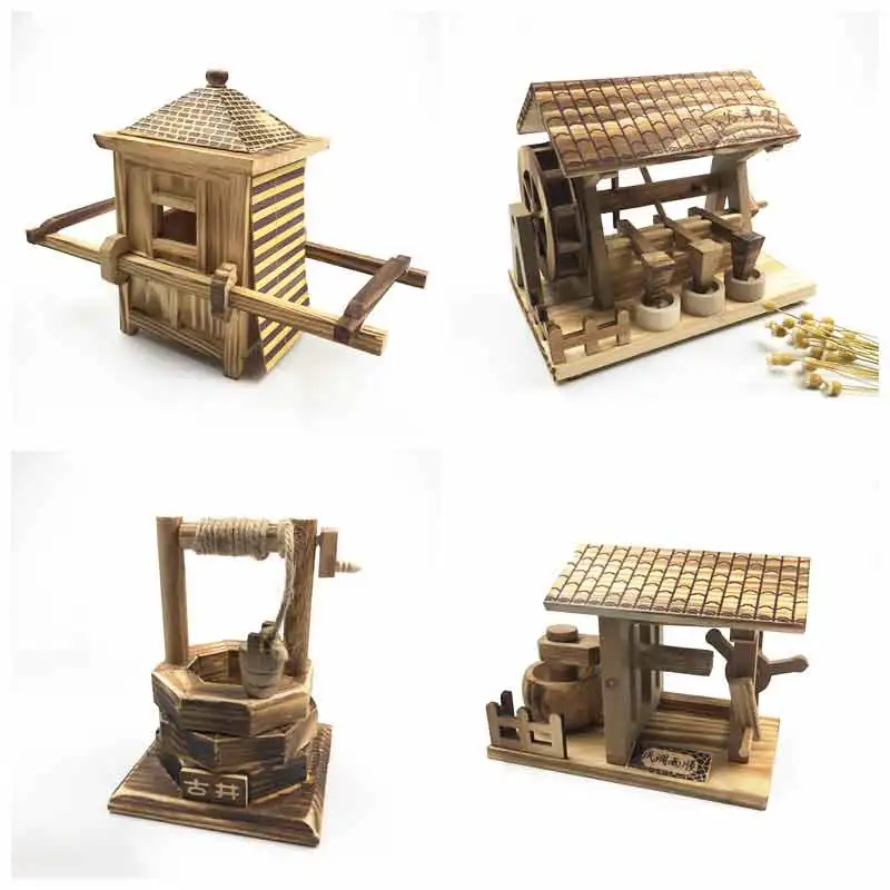 

Creative Retro Furui Crafts Vintage Wood Model Chinese Style Wooden Crafts Ornaments Figurines & Miniatures Gift Home Decoration