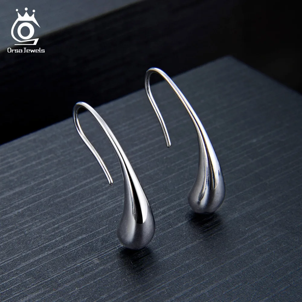 ORSA JEWELS Аутентичные 925 женские серьги-капли из стерлингового серебра высшего качества простые женские серьги Модные ювелирные изделия SE144