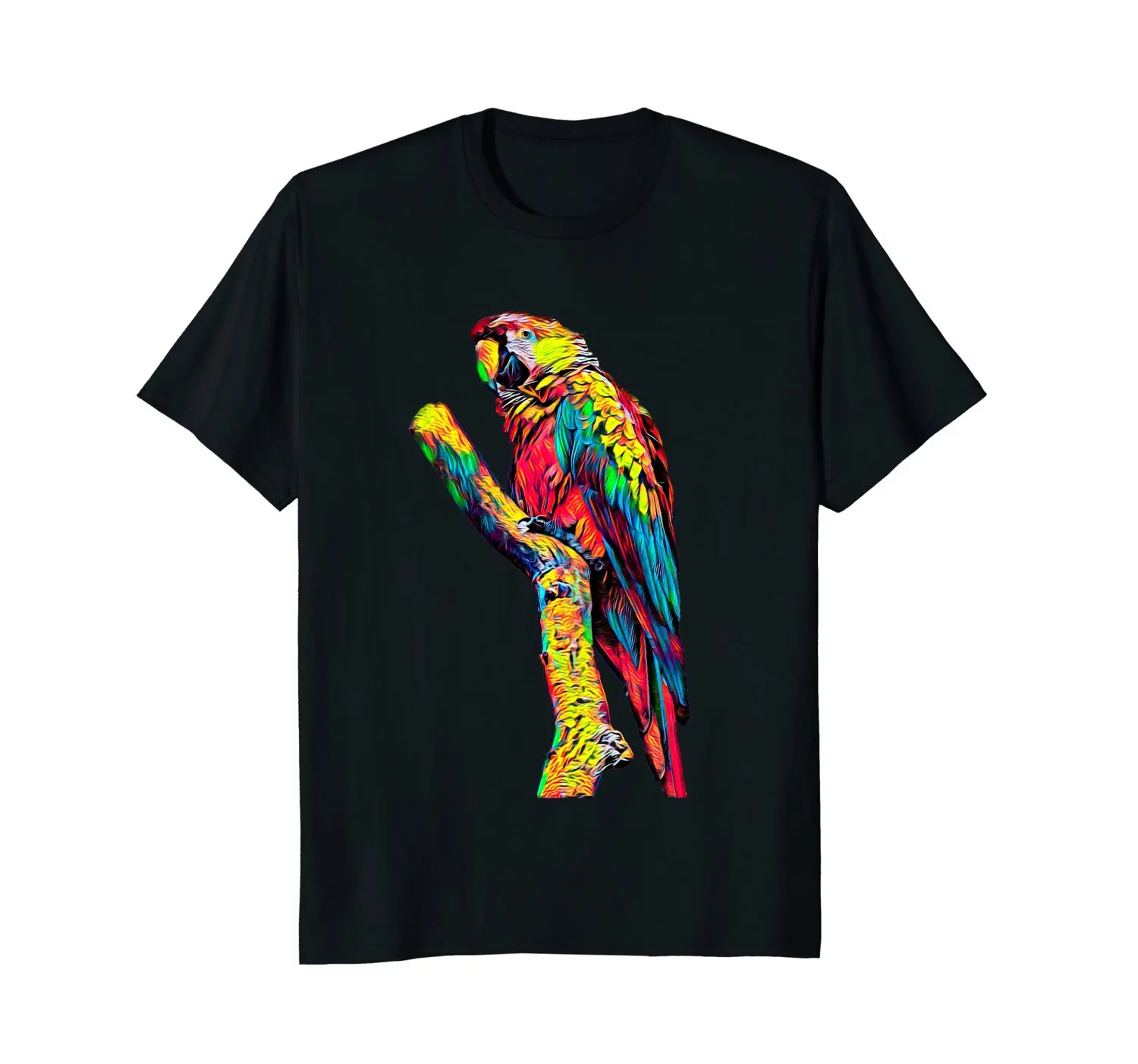 

2019 Summer T Shirt Men New High Quality Colorful Art Parrot Ara T-Shirt Military T Shirts