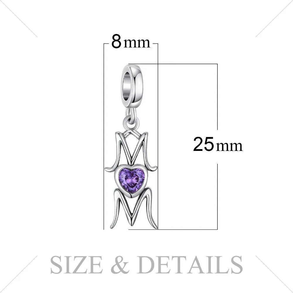 JewelryPalace 925 пробы Серебряный Синий Сердце кубический циркон мама Шарм Бусины Fit