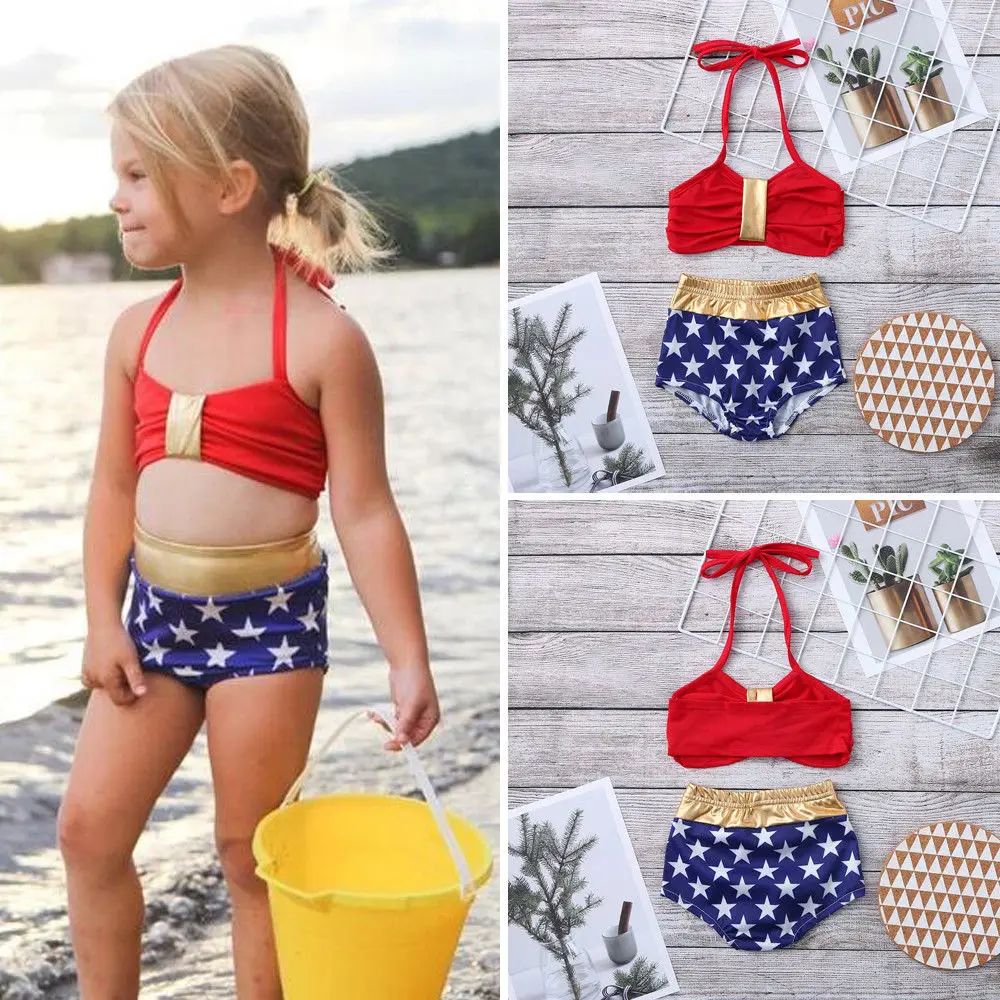 Imcute 2019 новый модный США новорожденный милый ребенок девочка звезды принт бикини