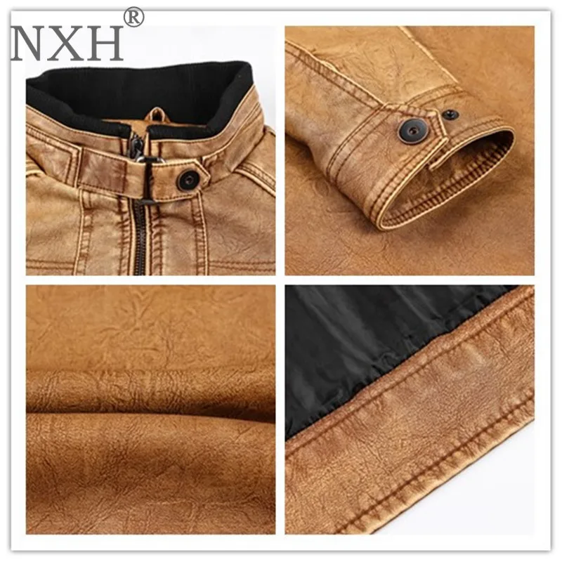 NXH 7XL Для мужчин PU куртка кожаные пальто осень тонкий Мото куртки мужской