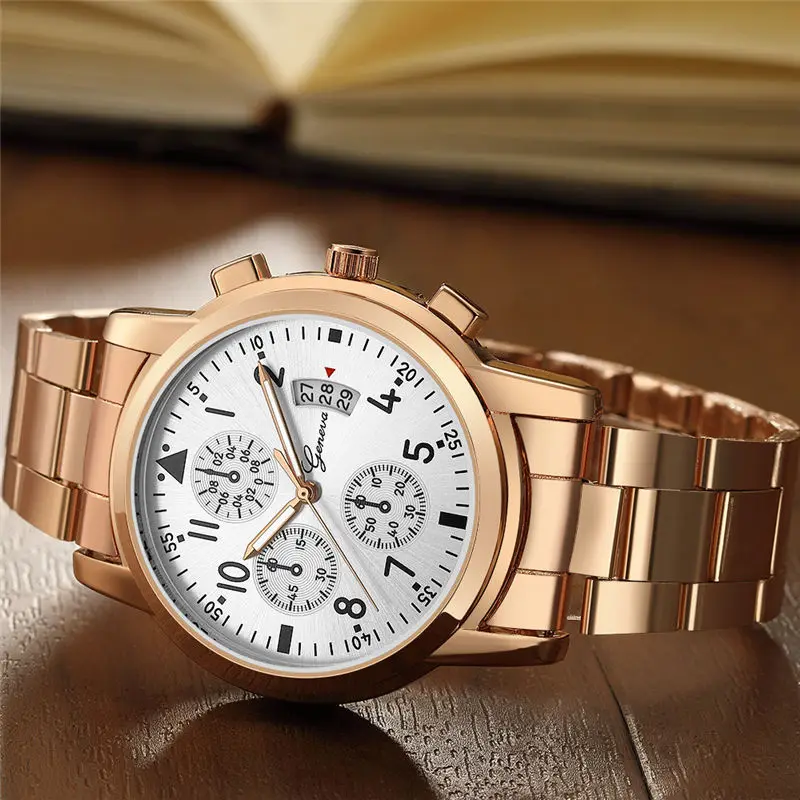 Мужские и женские кварцевые часы Geneva простые деловые из нержавеющей стали с