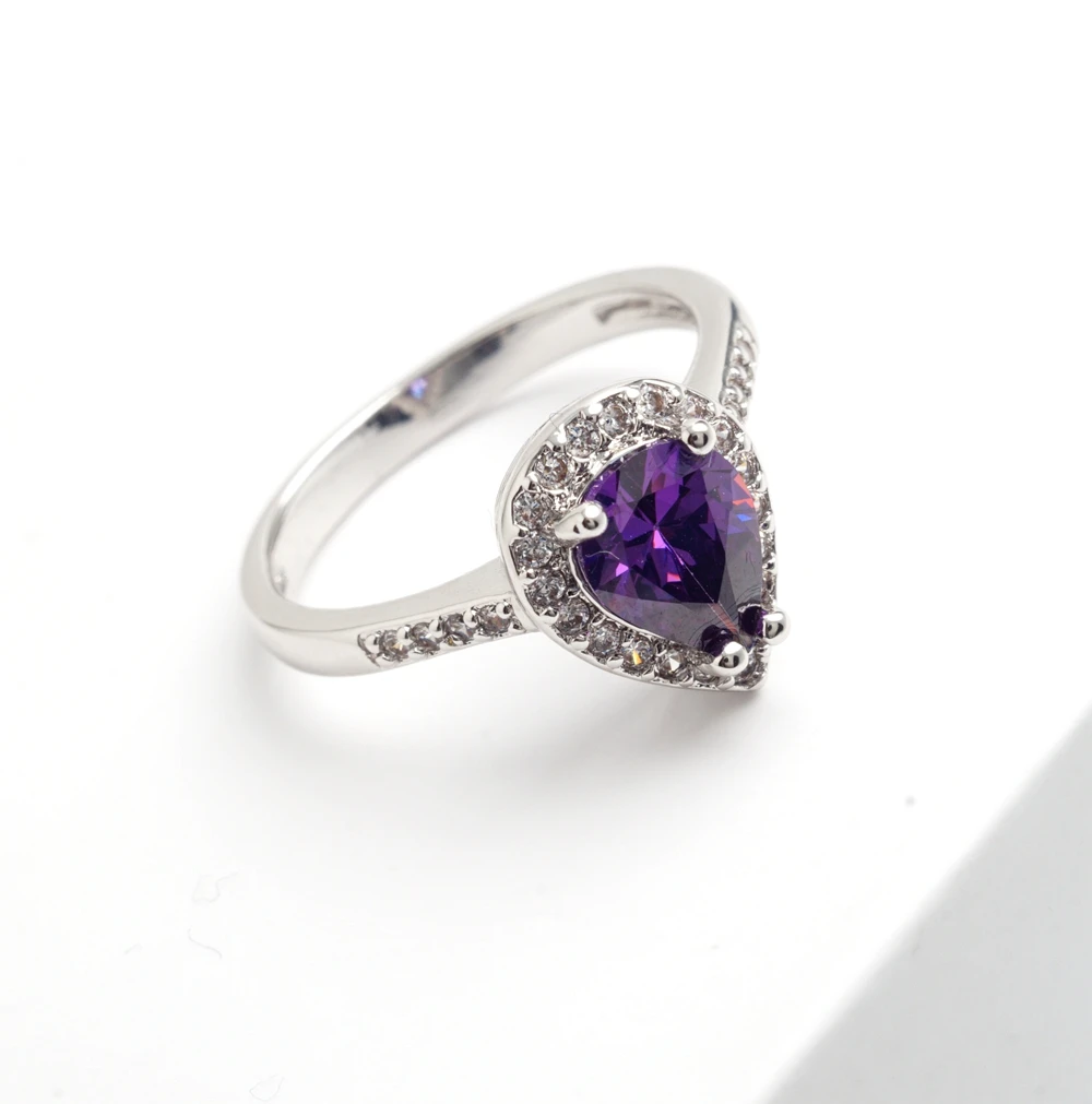 Женское кольцо Yunkingdom белое золотое в форме капли воды элегантные свадебные