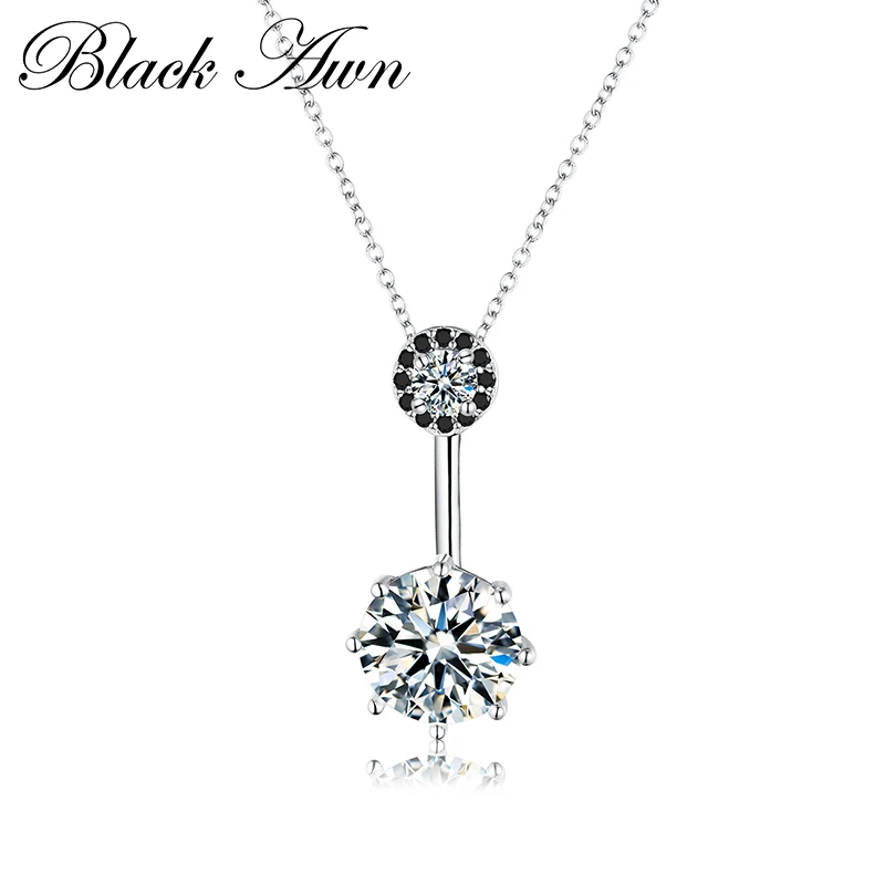 

[BLACK AWN] Silver Color Necklace for Women Round Necklaces Pendants Fashion Jewelry P002