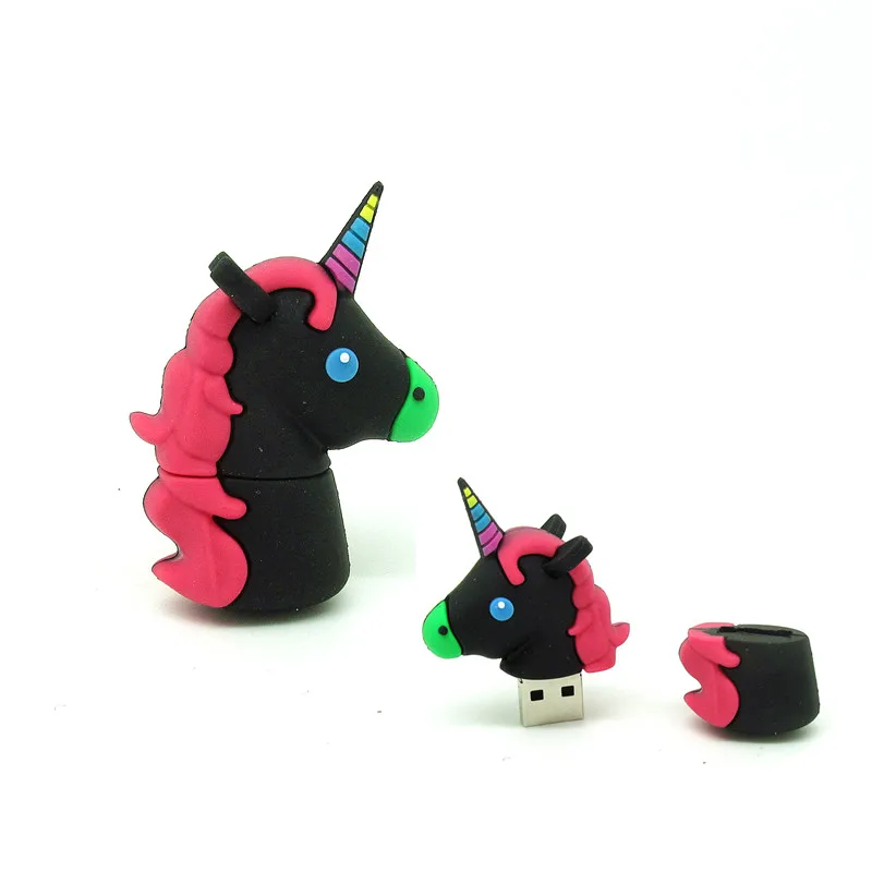 Милый черный синий Розовый Единорог флэш-накопитель usb мини подарок память
