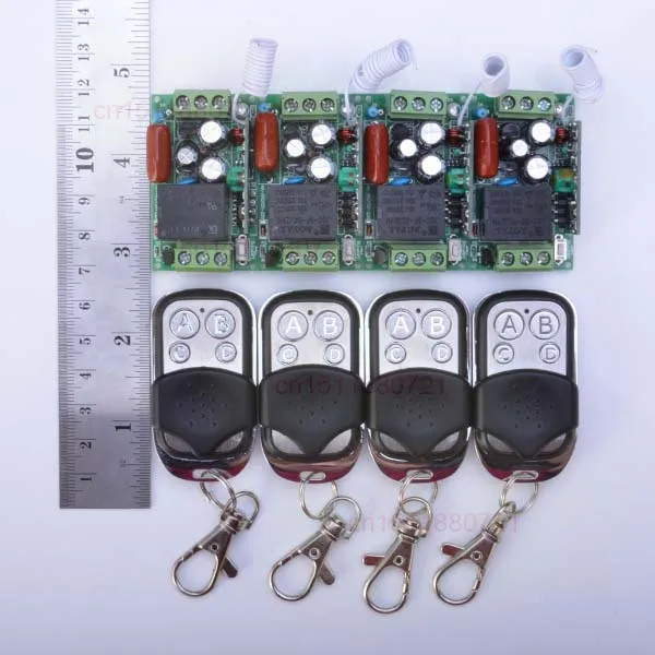 Беспроводная система выключателя питания 220 В 1 канал 4 приемника и пульта