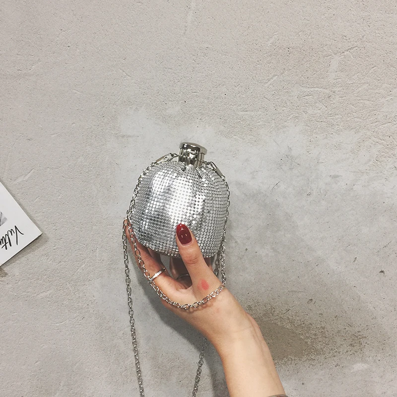 

New INS Handbag Women Shining Sequined Chain Mini Bucket Bags Luxury Shoulder Bag Clutch Crossbody Tote Bucket For evening party