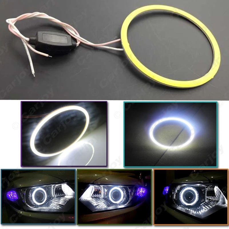 LEEWA 2 шт. белый автомобильный DRL 70 мм 60SMD светодиодный головной фонарь COB 60 Halo Ring Angel