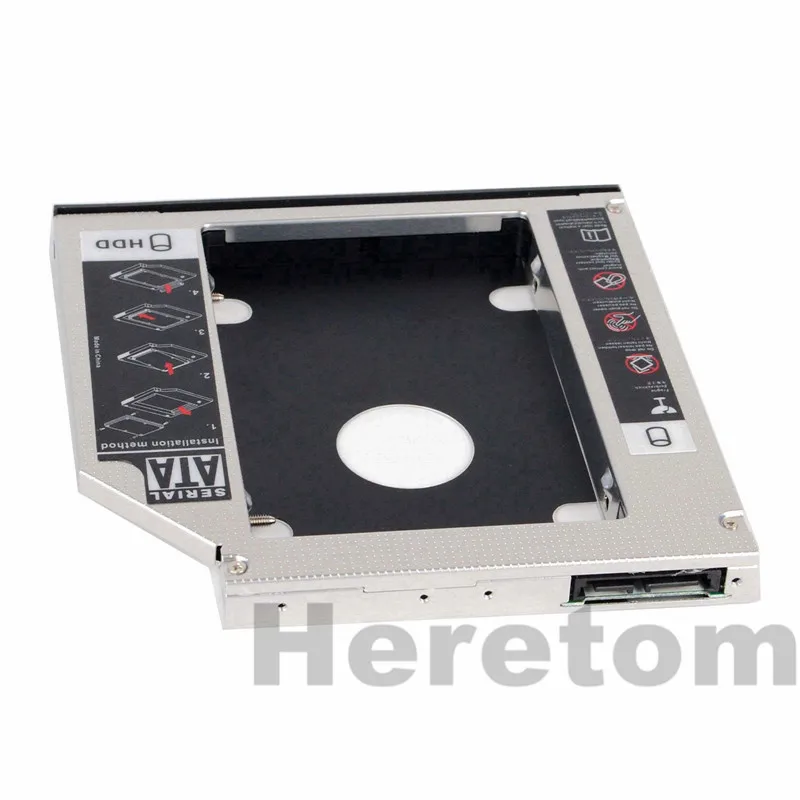 Универсальный алюминиевый корпус Heretom SATA-SATA 12 7 мм 2-й жесткий диск SSD Optibay Caddy для