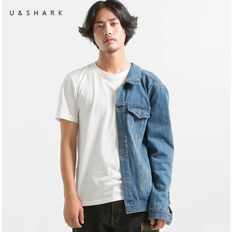 Мужская Классическая джинсовая куртка U &amp SHARK черная приталенная из 100% хлопка
