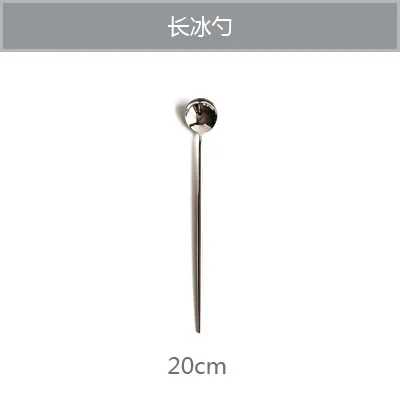 Silver Long Spoon Столовые приборы Золотой Серебряный набор столовых приборов из нержавеющей стали столовые приборы вилка ложка набор ножей Десертная Вилка обеденная ложка сервировка обеденная ложка посуда - Цвет: Silver Long Spoon