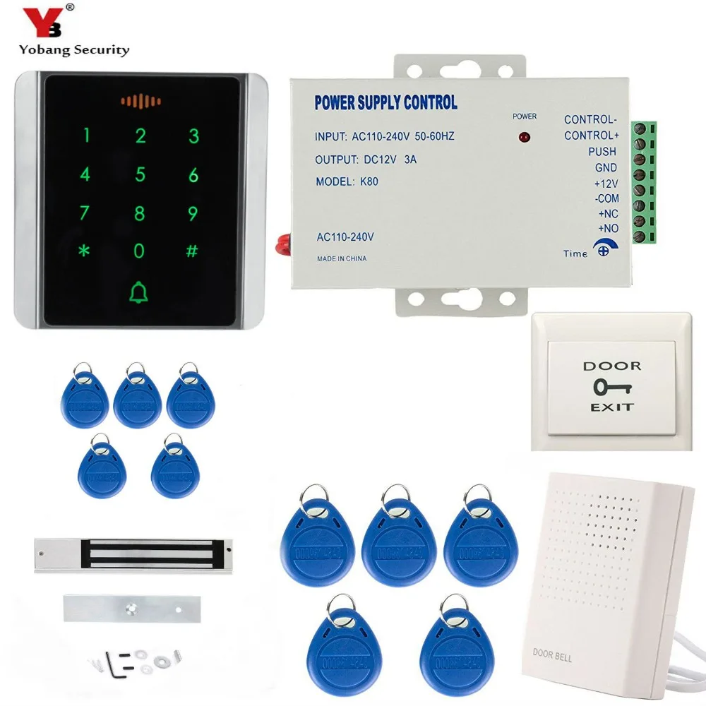 Yobang двери Система контроля доступа комплект RFID Card Reader водостойкий сенсорной клавиатурой Электрический магнитный дверной замок+ кнопка выхода