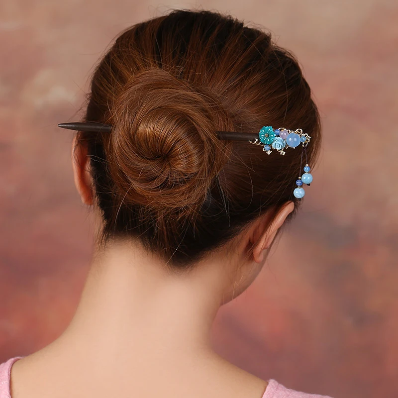Handmade Vintage Wood Hairwear Accessories Elegant Woman Gift Hair Charm Chinese Style Women Wedding Hairpins 16/18cm |