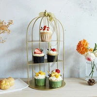 golden metal jewelry stand fruit basket cake stand cupcake tray birdcage birthday cake tools home decoration dessert table shelf