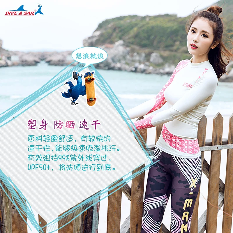 Женский купальник UPF 50 + с длинным рукавом спортивный топ Рашгард гидрокостюмы