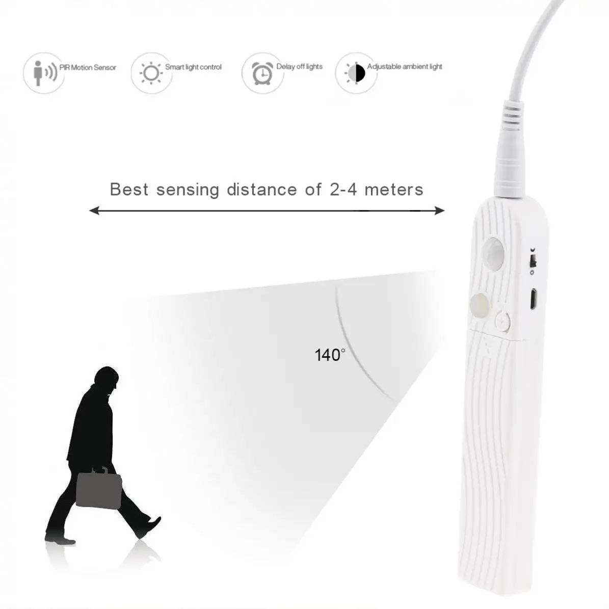 3M 2W 5V 120 LM LED Strip Light Human Infrared Induction Lamp with Waterproof Dripping Glue for Wardrobe/Drawer/Showcase/Cabinet | Лампы и