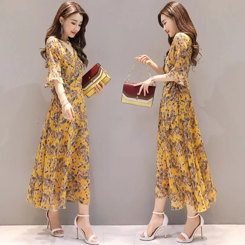 Шифоновое вечернее платье с высокой эластичной талией и бантом ТРАПЕЦИЕВИДНОЕ