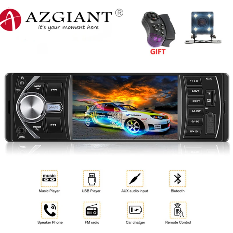 AZGIANT 4inch High Resolution Screen Digital Car Radio Bluetooth 2.0 Hand Free Call Support Rear View Camera FM Remote Control | Автомобили