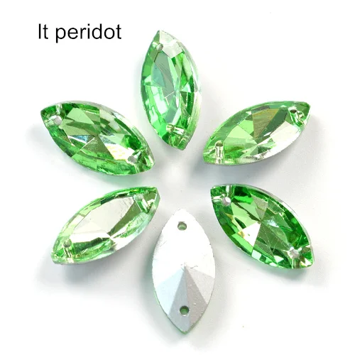 lt peridot Высококачественные цветные хрустальные стразы в виде конского глаза, пришитые сзади, стразы в виде листьев для свадебного платья B3676 - Цвет: lt peridot
