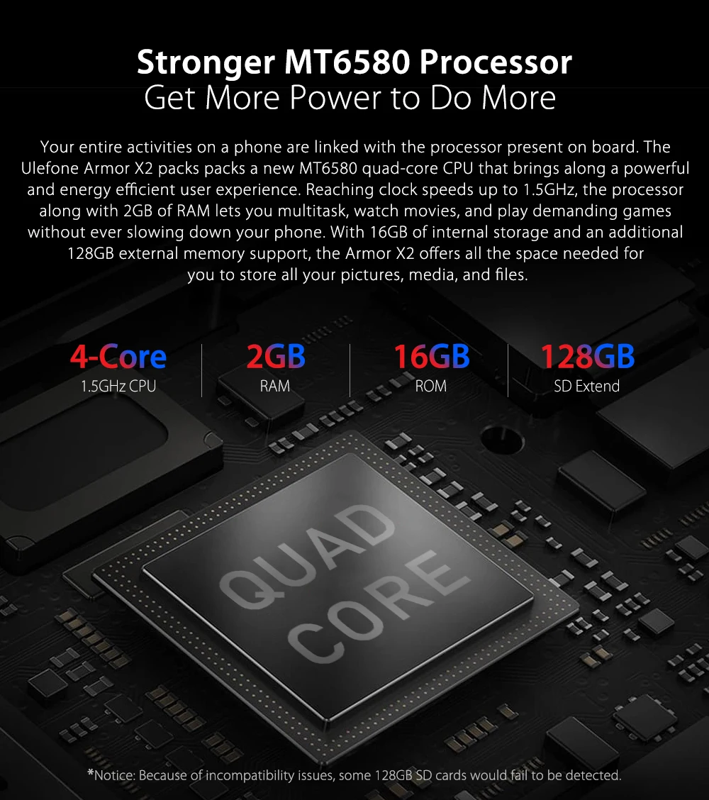 Ulefone Power X2 IP68 Водонепроницаемый мобильный телефон Android 8 1 5 дюймов 4 ядра 2 Гб