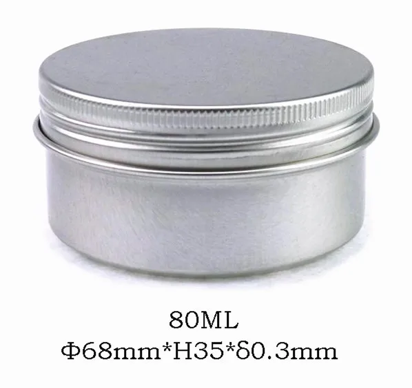 

60pcs/lot 80g Aluminum Cosmetic Jar 0.3MM Thick Lip Gloss Container Empty Screw Lid Makeup Container Case Tea Box Wholesale
