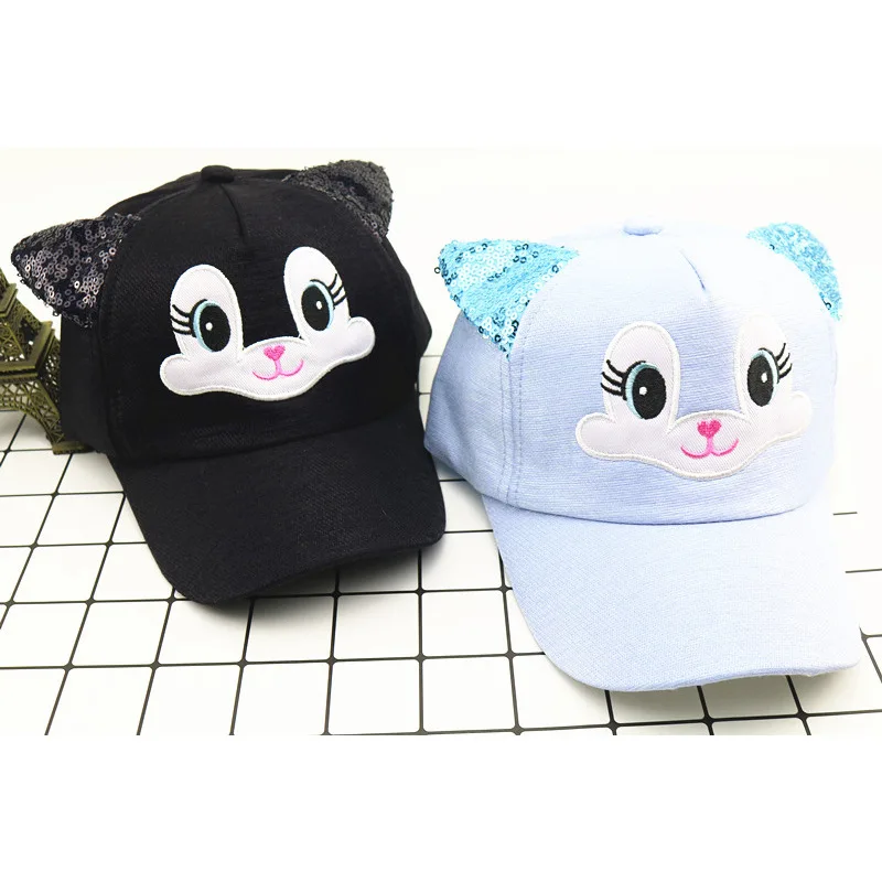 Черная симпатичная шляпа кошки для девочки унисекс ребенок Snapback повседневная