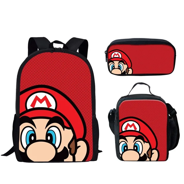 HMC1442CGK INSTANTARTS Super Mario Bros Backpack for Kid Girl Boy Cartoon Anime Schoolbag 3pcs Set School Backpack Escolar Infant Kids Bag - Цвет: HMC1442CGK