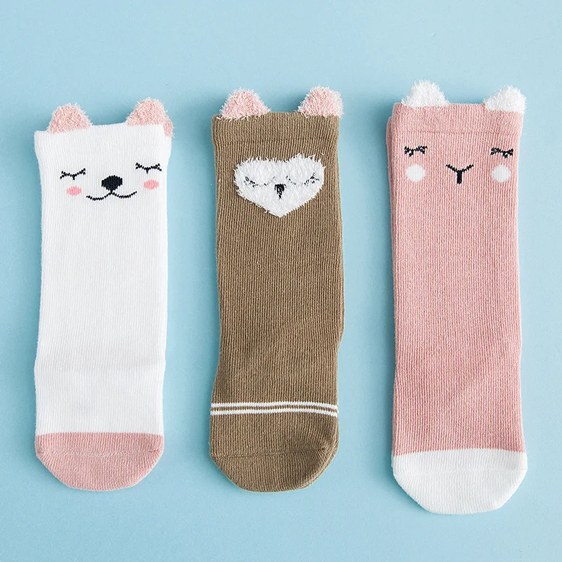 3 пары детских носков для новорожденных милые хлопковые носки до колена с героями