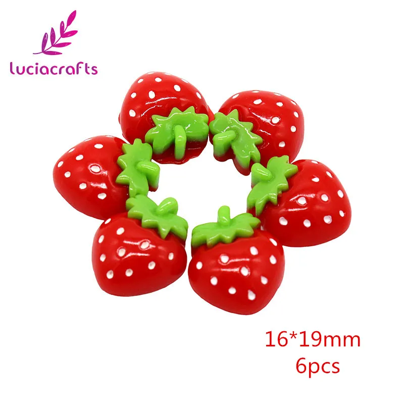 16X19mm 6pcs 2 шт./Букет невесты 6 штук в партии 24 шт. в форме земляники из смолы кабошон аксессуары для скрапбукинга F1314 - Цвет: 16X19mm 6pcs