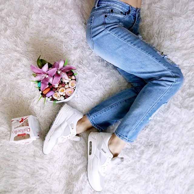 Рваные джинсы для женщин узкие брюки повседневные дам синие со средней талией