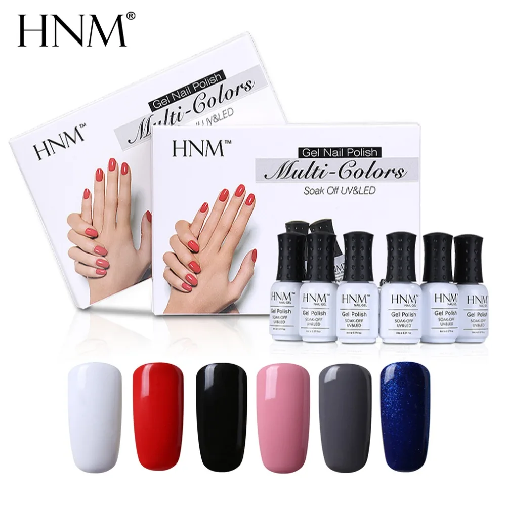 HNM набор из 6 шт./комплект УФ гель для ногтей штамповки 8 мл лак Подарочная коробка