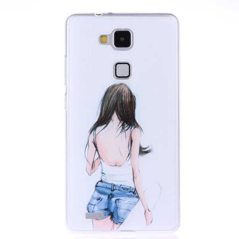 Мягкий силиконовый чехол-накладка с прозрачными краями для девочек Huawei Ascend Mate 7