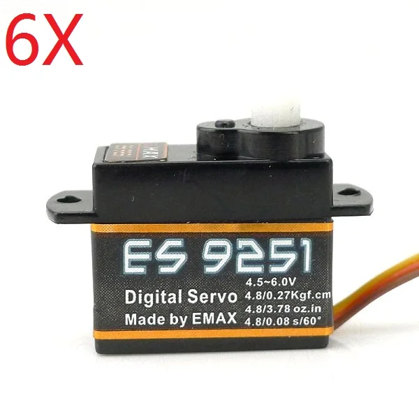 6X Emax ES9251 2 5g пластиковый микро цифровой сервопривод для радиоуправляемой