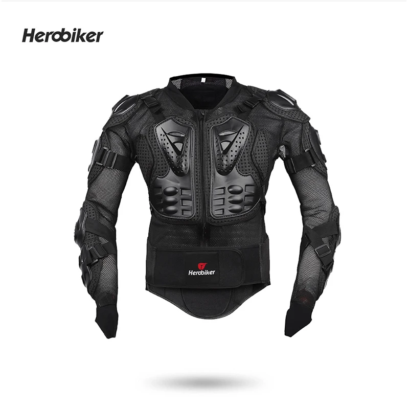 Черный Herobiker мотоцикл куртка для мужчин полный корпус мотоцикл снаряжение для мотокросса гоночная Защитная Экипировка мотоциклетная защита размер S-5XL - Цвет: Черный