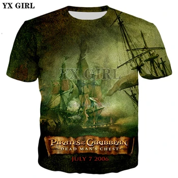 YX GIRL Jack Sparrow, футболка с 3d принтом из фильма Пираты Карибы, новинка, Мужская/женская летняя стильная повседневная футболка - Цвет: color as the picture