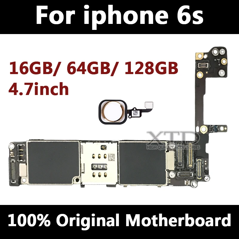 For iPhone 6s Motherboard With Touch ID Original Unlocked Logic Boards For iPhone6s Mainboard 4.7 inch 16g/64g/128g