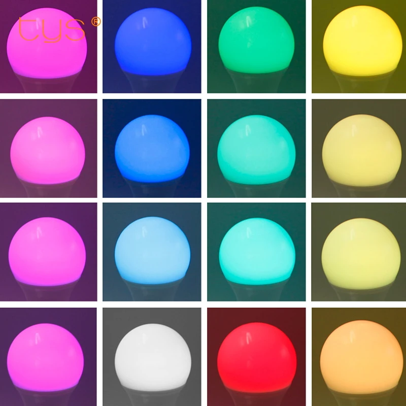 RGB светодиодная лампа E27 3W 5W 7W AC 85-265V с возможностью регулировки яркости и многоцветной сменой с IR-пультом управления для праздничного оформления.