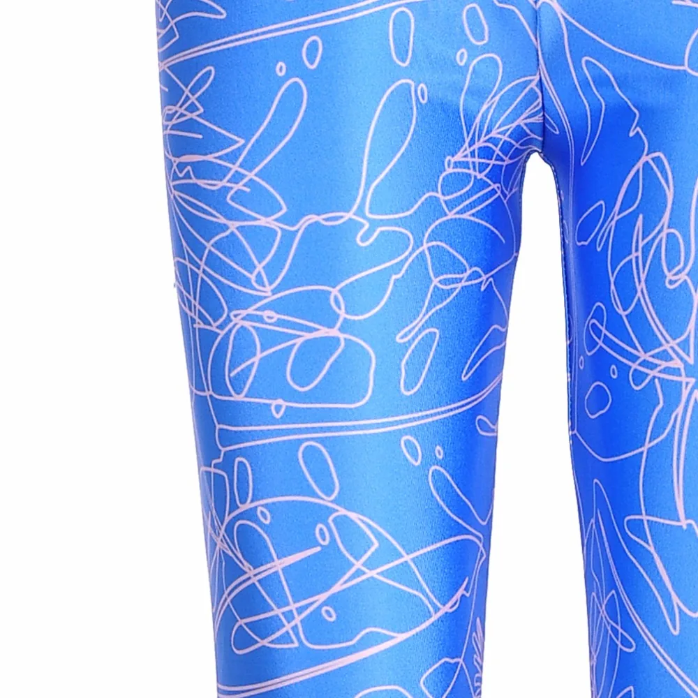 Новинка 2017 женские леггинсы летние для фитнеса с цифровым принтом синие штаны