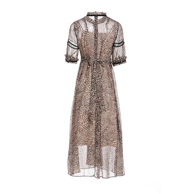 Высокое качество 2019 новые летние женское платье ретро ветер леопардовым принтом