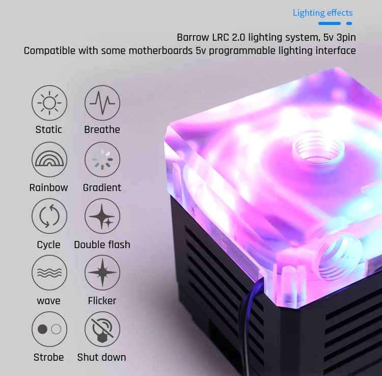 Barrowch FBSP17B, 17 Вт PWM интеллектуальный насос, OLED цифровой дисплей, DDC серия, ручной и ШИМ контроль скорости водяного Охлаждения Насос