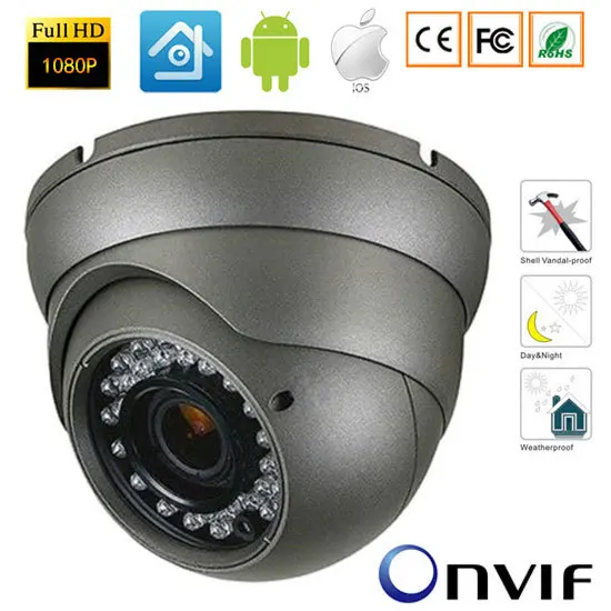 CCTV 2MP IP Камера 1080P Full HD камера Открытый p2p металлического купола ИК Ночное видение