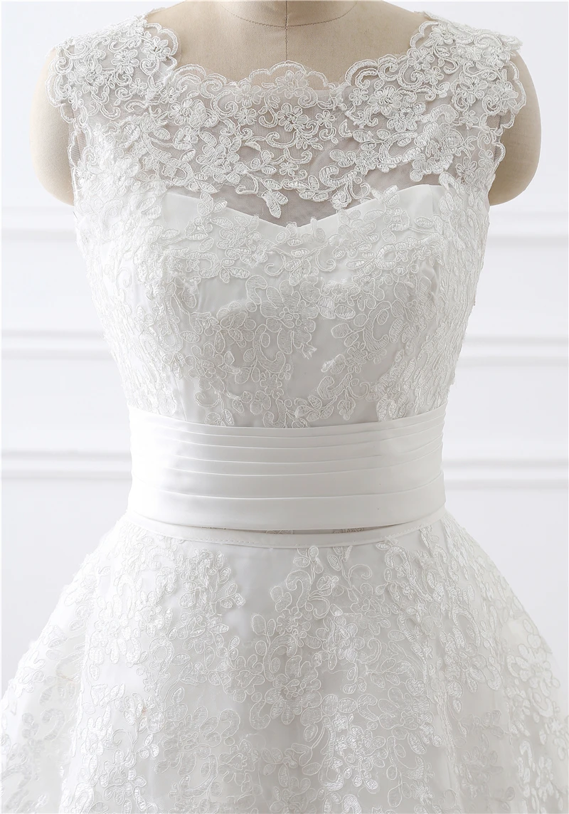 

Detachable Vestido De Noiva Wedding Dresses A-line Scoop Court Train Appliques Lace Boho Cheap Wedding Gown Bridal Dresses